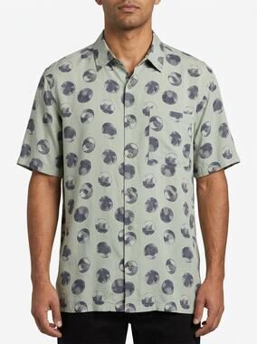 Summa Silk 100% Silk Geometric Breathable Button-Up Shirt Men Size M
